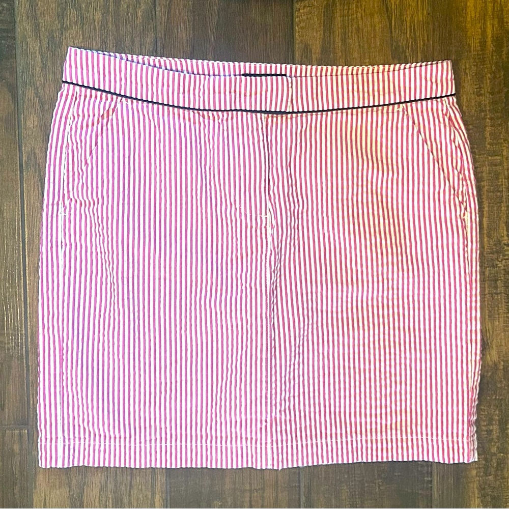 Tommy Hilfiger Pink/White Striped Seersucker Skirt Sz 10